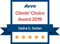 avvo clients' choice award 2019 sasha g. dadan five stars